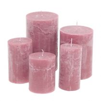 Kolorowe świece antyczne różowe różne rozmiary