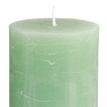 Produkt Świece filarowe w kolorze jadeitu, barwione na wskroś, wysokiej jakości świece dekoracyjne, 70 x 120 mm, stylowa dekoracja stołu i pomysł na prezent, zestaw 4 sztuk