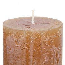 Produkt Świece filarowe w jednolitym kolorze, karmelowe, 50x100mm, zestaw 4 sztuk, długie palenie