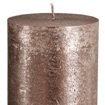 Produkt Jednokolorowe miedziane świece filarowe, 85 mm x 200 mm, zestaw 2 sztuk – długi czas palenia, świąteczny metaliczny wzór do dekoracji