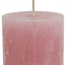 Kolorowe świece Różowe Rustykalne Samogasnące 60×110mm 4szt