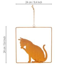 Produkt Dekoracyjna, zardzewiała metalowa ozdoba w kształcie kota, rdzawa dekoracja do zawieszenia, 24,5 cm
