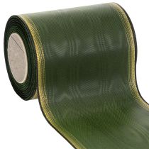 Produkt Elegancka, ciemnozielona wstążka do wieńca z mory, 125 mm ze złotym perłowym brzegiem, wstążka żałobna, dekoracja ślubna, wstążka kokardka
