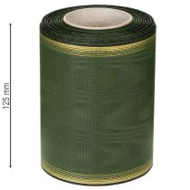 Produkt Elegancka, ciemnozielona wstążka do wieńca z mory, 125 mm ze złotym perłowym brzegiem, wstążka żałobna, dekoracja ślubna, wstążka kokardka