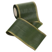 Produkt Elegancka, ciemnozielona wstążka do wieńca z mory, 125 mm ze złotym perłowym brzegiem, wstążka żałobna, dekoracja ślubna, wstążka kokardka