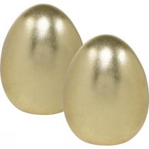 Złote ozdobne jajko, ozdoba na Wielkanoc, ceramiczne jajko wys.13cm Ø10,5cm 2szt