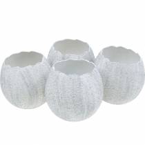 Doniczka Skorupka Wielkanocna Dekoracja Dekoracja Jajko srebrna W11cm 4szt