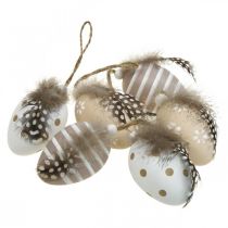 Pisanki do zawieszenia jajek deco z piórkiem W6cm 6szt