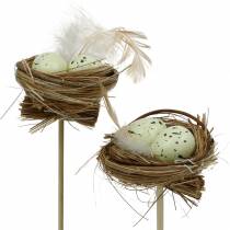 Korek dekoracyjny gniazdo ptasie, dekoracja wielkanocna, gniazdo z jajkami 23cm 6szt.