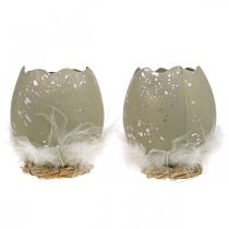 Produkt Jajko do dekoracji, Wielkanoc, jajko dekoracyjne połówka, ozdoba wiosenna Ø8cm W10cm szara, srebrna 4szt