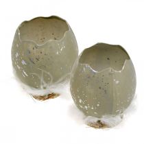 Produkt Jajko do dekoracji, Wielkanoc, jajko dekoracyjne połówka, ozdoba wiosenna Ø8cm W10cm szara, srebrna 4szt