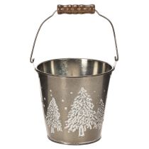 Produkt Dekoracyjne wiaderko z jodłami i drewnianą rączką, 13 cm