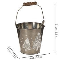 Produkt Dekoracyjne wiaderko z jodłami i drewnianą rączką, 13 cm