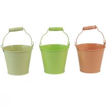 Produkt Wiadro z uchwytem doniczka pierwiosnkowa metalowa pastelowa 11,5×8,5cm 8 szt