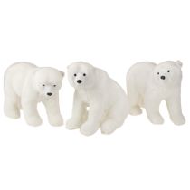 Produkt Dekoracyjne figurki niedźwiedzia polarnego stojące i siedzące białe 16/20cm 3 szt.