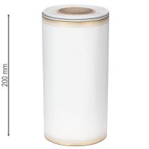 Produkt Elegancka wstążka do wieńca z efektem mory, 200 mm, biała, ze złotym perłowym brzegiem i specjalnym wykończeniem, 25 m – idealna do dekoracji i uroczystości