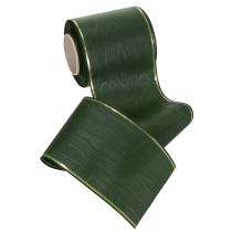 Produkt Elegancka, zielona wstążka do wieńców w kolorze mory ze złotym brzegiem, 100 mm x 25 m, do florystyki i dekoracji pogrzebowych