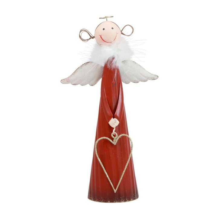 Anioł dekoracyjna metalowa dekoracja stołu Figurka świąteczna czerwona 10,5×4,5×20cm