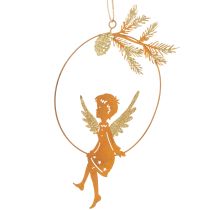 Produkt Metalowy wieszany anioł w pierścieniu z ornamentem, 23,5x16,5cm, zestaw 3 sztuk