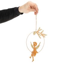 Produkt Metalowy wieszany anioł w pierścieniu z ornamentem, 23,5x16,5cm, zestaw 3 sztuk
