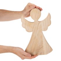 Produkt Drewniana figurka dekoracyjna anioła z jasnego naturalnego drewna, ozdoba świąteczna, 30 cm