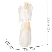 Produkt Figurka anioła z serduszkową dekoracją w kolorze kremowo-białym, 23 cm