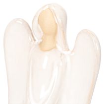 Produkt Figurka anioła z serduszkową dekoracją w kolorze kremowo-białym, 23 cm