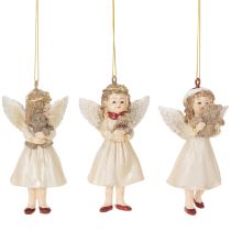 Produkt Dekoracyjne aniołki choinkowe w stylu vintage, na Boże Narodzenie, 10 cm, 3 sztuki