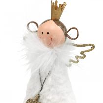 Produkt Figurka anioła Dekoracja świąteczna drewno metal biały złoty wys. 20,5 cm