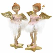 Produkt Deco Ballerina Aniołek różowy, złoty Ø11,5 H15cm 2szt.