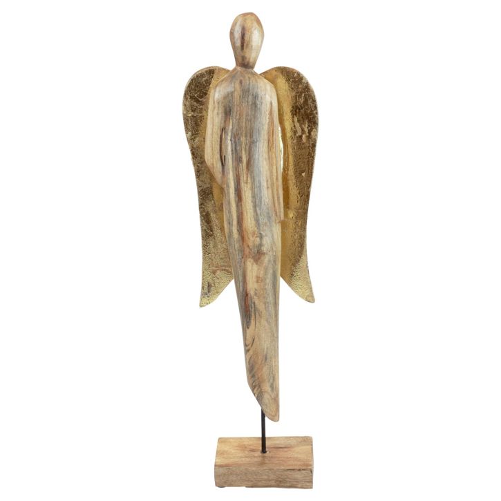 Drewniany aniołek Drewniana figurka anioła dekoracja w kolorze naturalnego złota 17×9,5×58cm