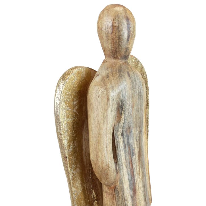 Drewniany aniołek Drewniana figurka anioła dekoracja w kolorze naturalnego złota 17×9,5×58cm