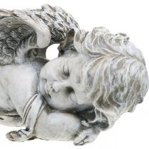 Dekoracja grobu anioł śpiący grób anioł szary polyresin 39×14x13cm