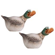 Produkt Kaczki dekoracyjne ceramiczne wiosenne kaczory brązowo-zielone L15cm 2 szt