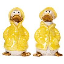 Produkt Figurki kaczuszek, ceramiczne figurki w kształcie płaszczy przeciwdeszczowych do zabawnej dekoracji balkonu i ogrodu, 11 cm, 4 sztuki