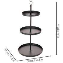 Produkt Trójpoziomowy metalowy okrągły stojak do serwowania, do dekoracji stołu na wielu poziomach, 61 cm
