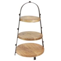 Produkt 3-poziomowa dekoracja drewniana w kolorze naturalnym czarnym Ø30cm W52cm