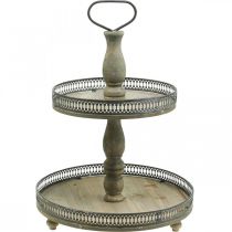 Produkt Deco Stojak na ciasto Rośliny z drewna Stojak na ciasto Vintage W47cm Ø34cm
