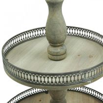 Produkt Deco Stojak na ciasto Rośliny z drewna Stojak na ciasto Vintage W47cm Ø34cm