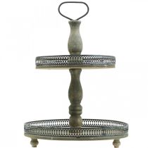 Produkt Deco Stojak na ciasto Rośliny z drewna Stojak na ciasto Vintage W47cm Ø34cm