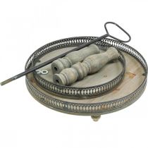 Produkt Deco Stojak na ciasto Rośliny z drewna Stojak na ciasto Vintage W47cm Ø34cm