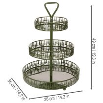 Produkt Metalowy stojak na przekąski, zielony, trzypoziomowy, dekoracja jodłowa, okrągły, 49 cm
