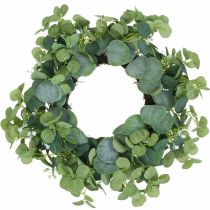 Deco Wieniec Eukaliptus Zielony Biały Kwiaty Sztuczne Ø45cm