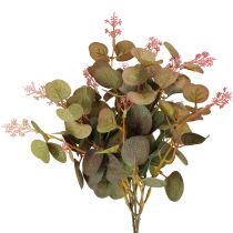 Produkt Sztuczne gałązki eukaliptusa z różowymi kwiatami, 45 cm, 3 sztuki