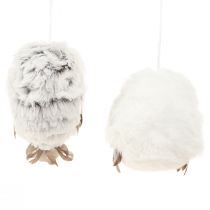 Produkt Dekoracje sowy, figurki sów do zawieszenia, biało-szare, 6cm, 2 sztuki