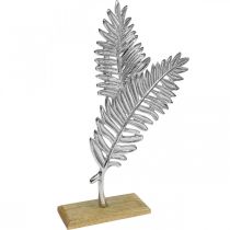 Dekoracja stołu metalowa dekoracja paproć srebrna drewno wys. 54 cm szer. 37 cm