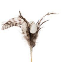 Produkt Ozdobne patyczki z gałązek z piórami naturalnymi, ozdoba wielkanocna do eleganckich aranżacji, 37 cm, 12 szt.