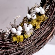 Produkt Ozdobne patyczki z gałązek z piórami naturalnymi, ozdoba wielkanocna do eleganckich aranżacji, 37 cm, 12 szt.