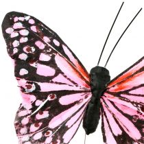 Motyl na druciku różowy 11cm 12szt