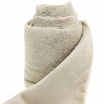 Produkt Bieżnik na stół imitacja futra beż, obrus na stół futro ozdobne 15×200cm